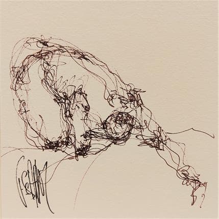 Peinture Laura par Sahuc François | Tableau Figuratif Acrylique Noir & blanc, Nu