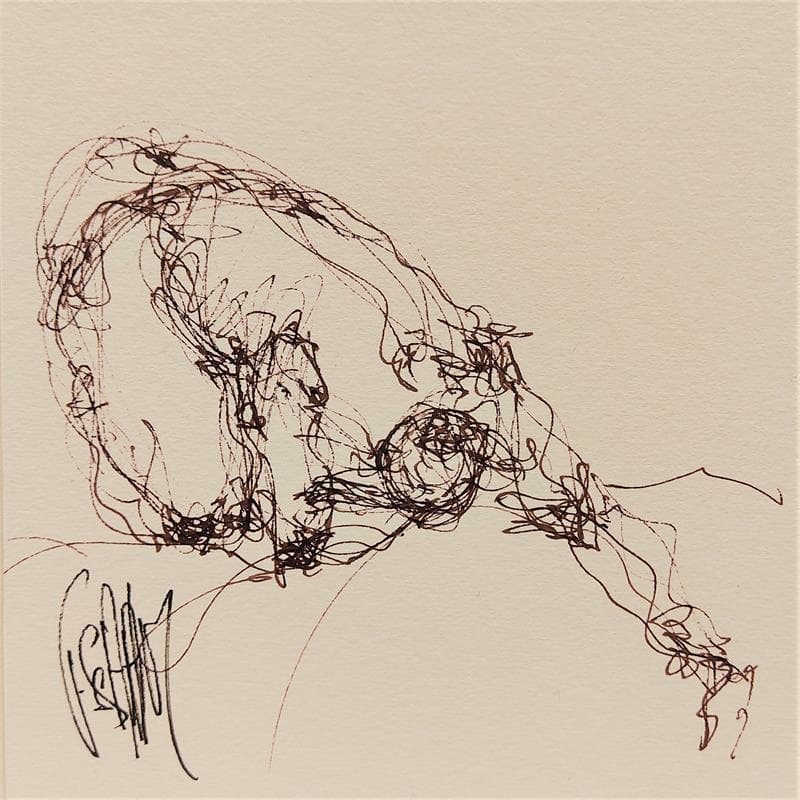 Painting Laura by Sahuc François | Painting Figurative Nude Black & White Acrylic