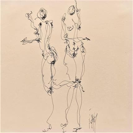 Peinture Emilie par Sahuc François | Tableau Figuratif Acrylique Noir & blanc, Nu