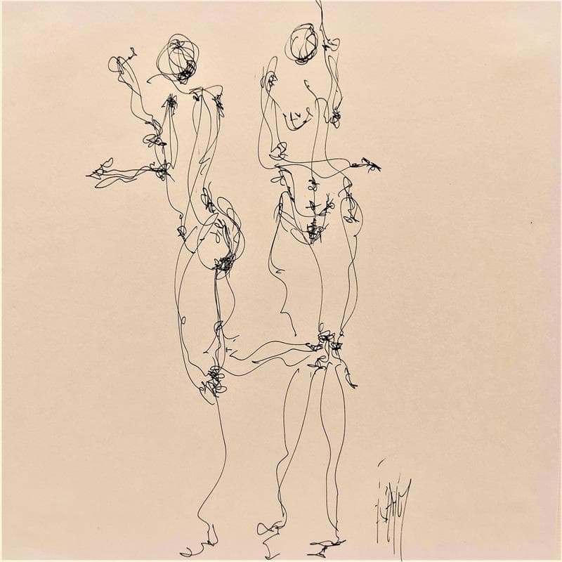 Peinture Emilie par Sahuc François | Tableau Figuratif Nu Noir & blanc Acrylique