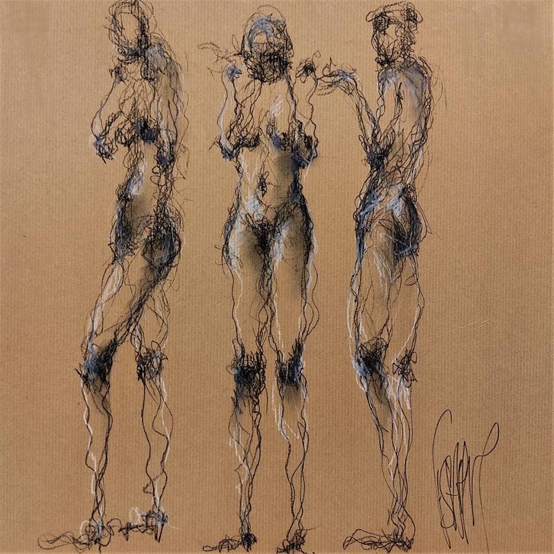 Painting Joana by Sahuc François | Painting Figurative Nude Acrylic