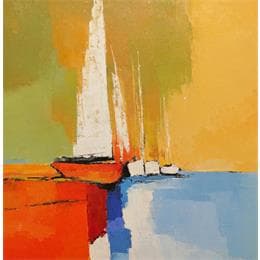 Peinture One sailing boat par Menant Alain | Tableau Figuratif Acrylique, Huile Marine