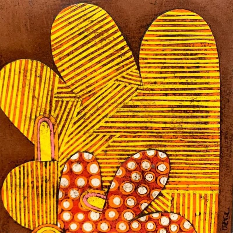 Gemälde Hand 1 von Ortiz Gustavo | Gemälde Art brut Porträt Pappe Collage