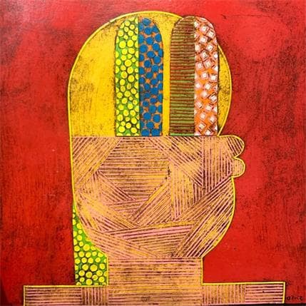 Painting Perfil 10 by Ortiz Gustavo | Painting Raw art Cardboard, Gluing Portrait