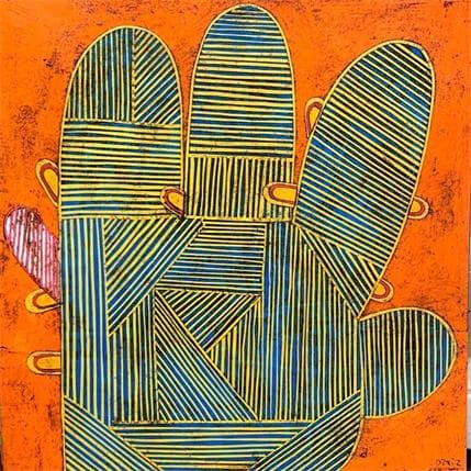 Painting Hand 5 by Ortiz Gustavo | Painting Raw art Cardboard, Gluing Portrait