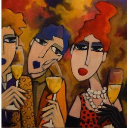 Peinture Les amies par Fauve | Tableau Figuratif Acrylique Scènes de vie