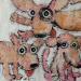 Painting 3 pink Dogs by Maury Hervé | Painting Naive art Animals