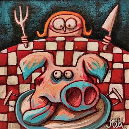 Peinture Carnivore girl par Catoni Melina | Tableau Art naïf Acrylique Animaux, Scènes de vie