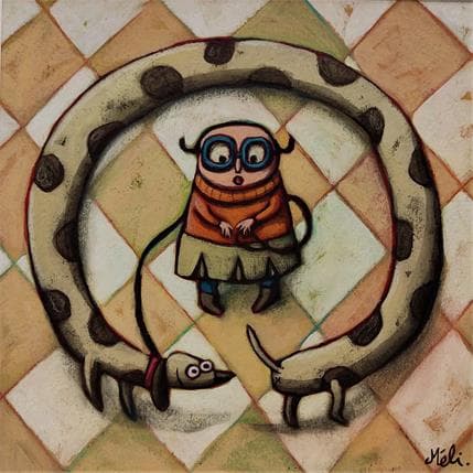 Painting Rencontre avec soi-même by Catoni Melina | Painting Naive art Acrylic Animals, Life style, Pop icons