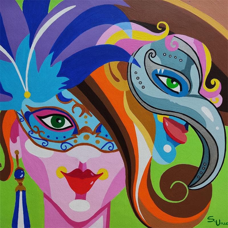 Pintura CARNAVAL por S.Uria | Pintura Figurativo Retrato Acrílico