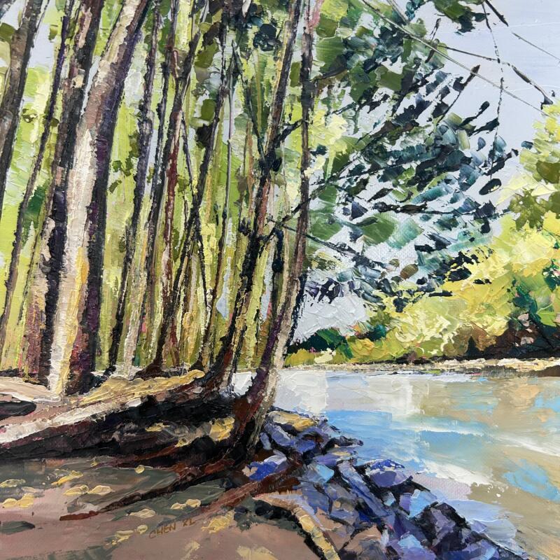 Peinture Rivière et montagne par Chen Xi | Tableau Huile