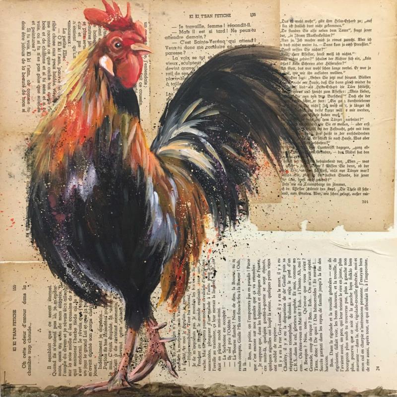 Pintura Coq por Locoge Alice | Pintura Figurativo Animales Acrílico Collage