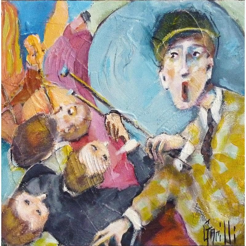 Peinture Le chef d'orchestre par Garilli Nicole | Tableau Figuratif Scènes de vie Acrylique