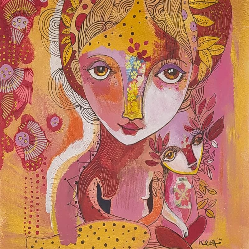 Painting Protège-moi by Ketfa Laure | Painting Naive art Portrait Acrylic