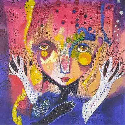 Painting L'oiseau chante à mon âme by Ketfa Laure | Painting Naive art Acrylic Portrait