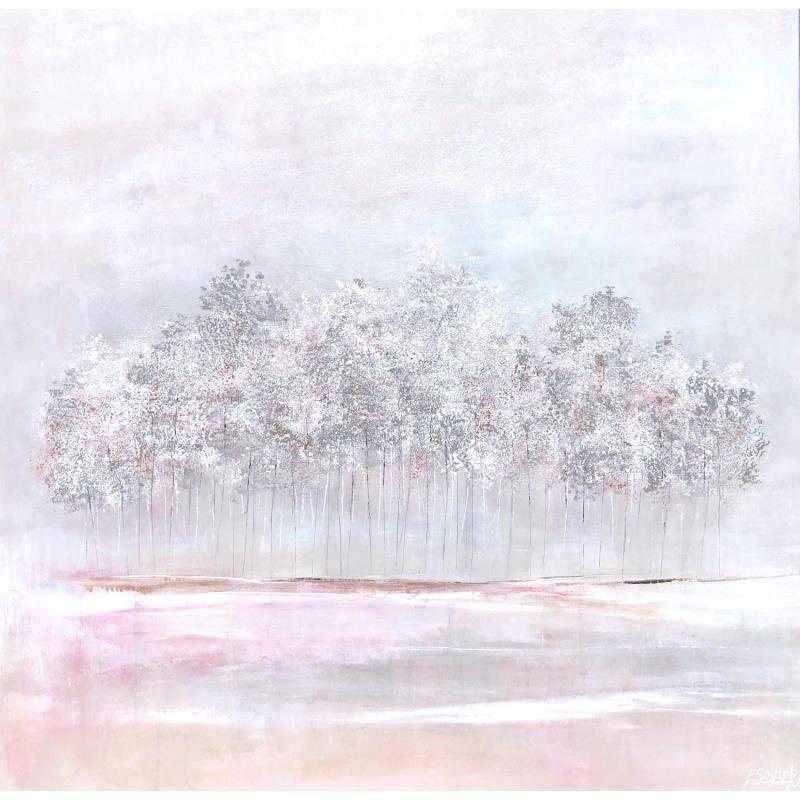 Painting Douceur végétale by Escolier Odile | Painting Figurative Landscapes Life style Minimalist Acrylic