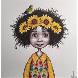 Painting Juliette by Blais Delphine | Painting Naive art Acrylic Portrait