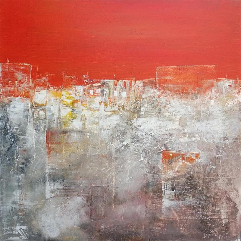 Peinture Ciel rouge par Fièvre Véronique | Tableau Figuratif Paysages Acrylique