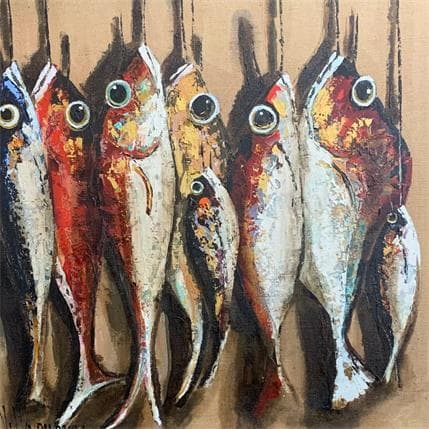 Gemälde Pesca von Villanueva Puigdelliura Natalia | Gemälde Figurativ Öl Stillleben