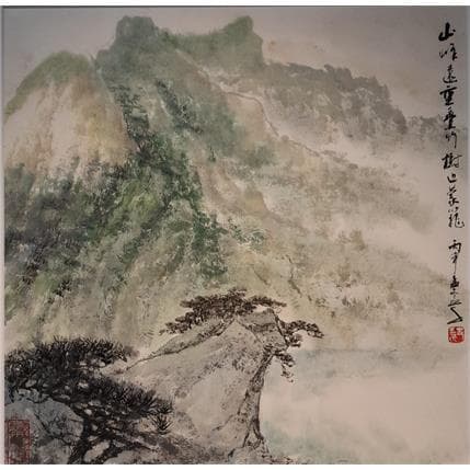 Painting Mountain in string by Sanqian | Painting Figurative Landscapes
