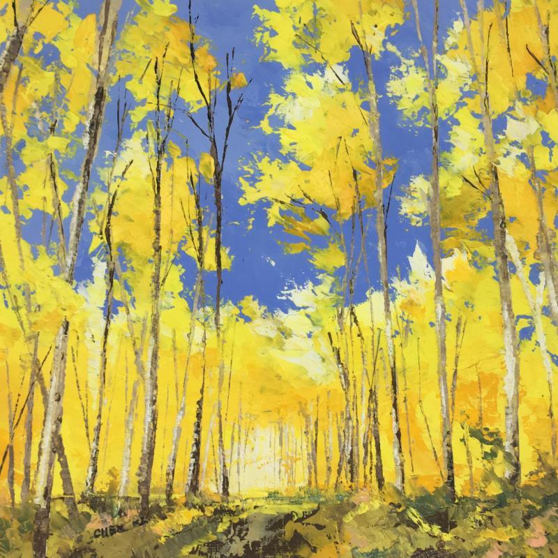 Gemälde Souvenir dans le vent von Chen Xi | Gemälde Figurativ Landschaften Öl