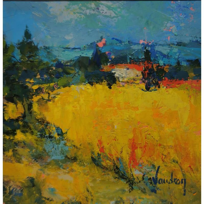 Painting Les blés du Luberon by Vaudron | Painting Figurative Landscapes Gouache