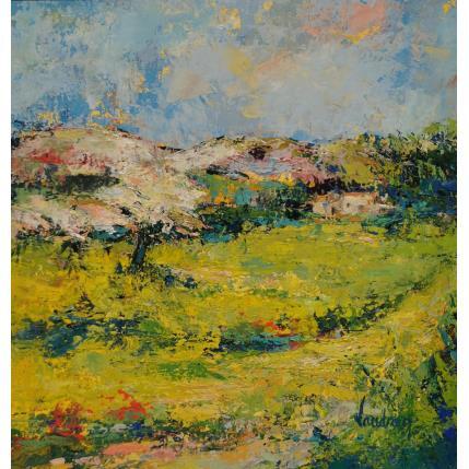 Peinture L'amandier en Provence par Vaudron | Tableau Figuratif Gouache Paysages
