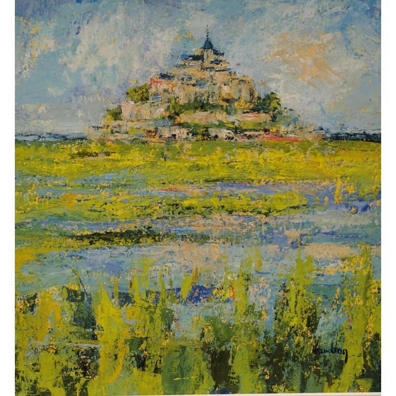 Peinture Le mont St Michel par Vaudron | Tableau Figuratif Paysages Gouache