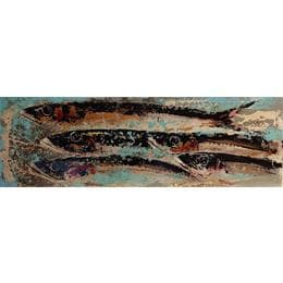 Peinture Sardinas par Villanueva Puigdelliura Natalia | Tableau Figuratif Huile Animaux, Marine, Natures mortes