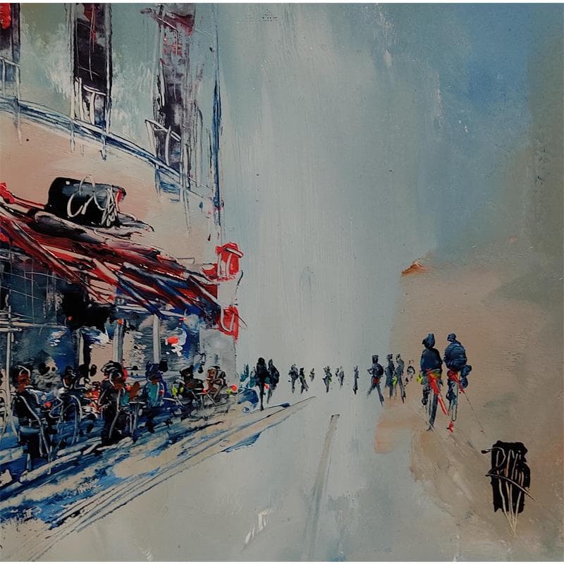 Peinture Terrasse par Raffin Christian | Tableau Figuratif Urbain Scènes de vie Huile