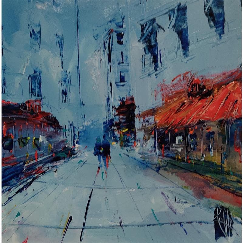Painting Balade à deux by Raffin Christian | Painting Figurative Urban Oil