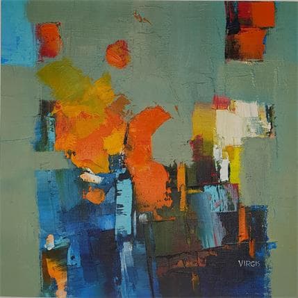 Painting Fleeting points by Virgis | Painting Abstract Oil Minimalist