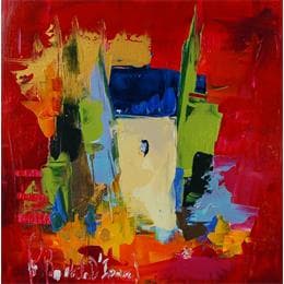 Peinture mas sous le soleil d hiver par Bastide d´Izard Armelle | Tableau Art Singulier Acrylique Architecture, Paysages