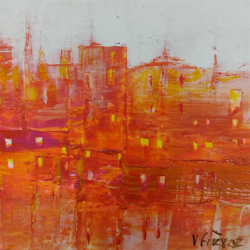 Painting Composition en orangés by Fièvre Véronique | Painting Abstract Urban Acrylic