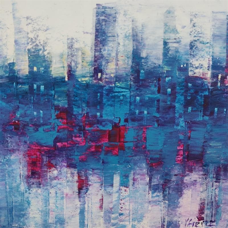 Peinture Gratte-ciels par Fièvre Véronique | Tableau Abstrait Urbain Acrylique