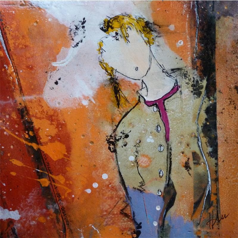 Gemälde Ava von Han | Gemälde Figurativ Porträt Minimalistisch