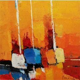 Pintura Trois bateaux por Menant Alain | Pintura