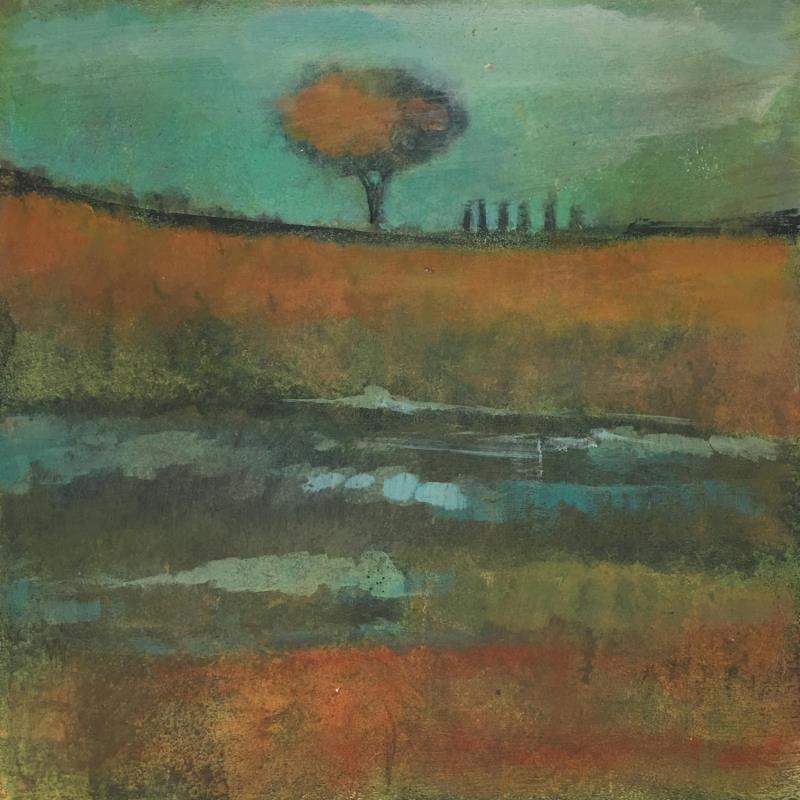 Gemälde Encore un moment... on arrive ! von VAG | Gemälde Figurativ Landschaften Holz Acryl