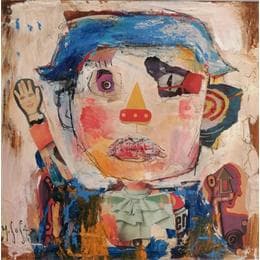 Peinture Un clown par De Sousa Miguel | Tableau Art Singulier Portraits