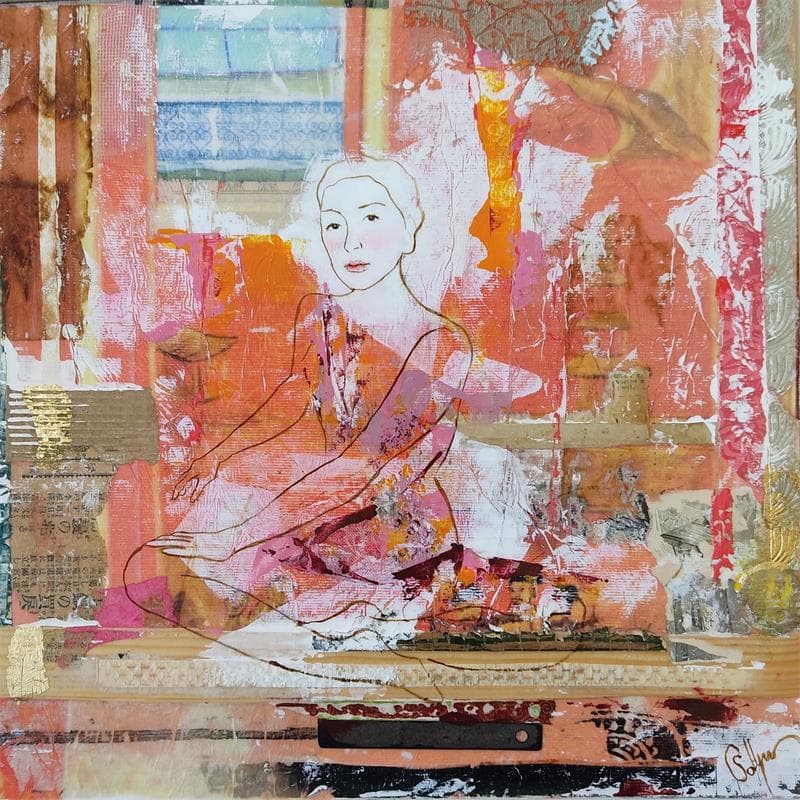 Gemälde Cherfulness von Sablyne | Gemälde Art brut Porträt Acryl