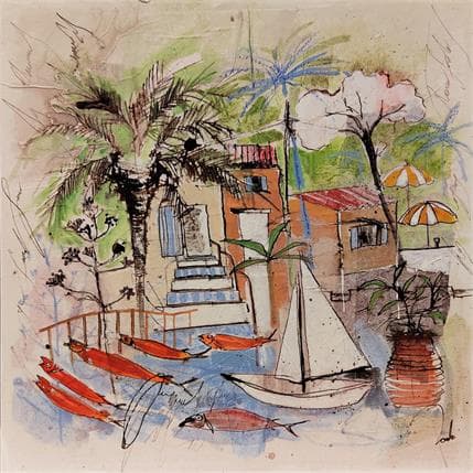 Gemälde Un nouvel air von Colombo Cécile | Gemälde Figurativ Acryl Alltagsszenen, Landschaften, Marine