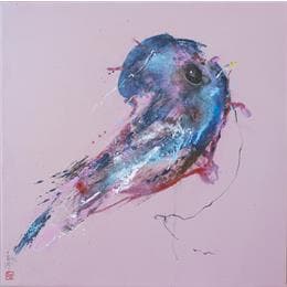 Peinture Piou rose par Bergues Laurent | Tableau Figuratif Acrylique animaux