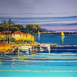 Painting Plage des Canoubiers, presqu'île de St Tropez by Corbière Liisa | Painting