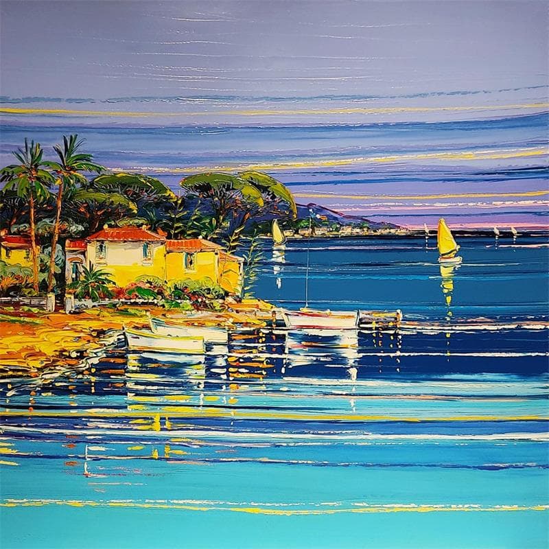 Painting Plage des Canoubiers, presqu'île de St Tropez by Corbière Liisa | Painting