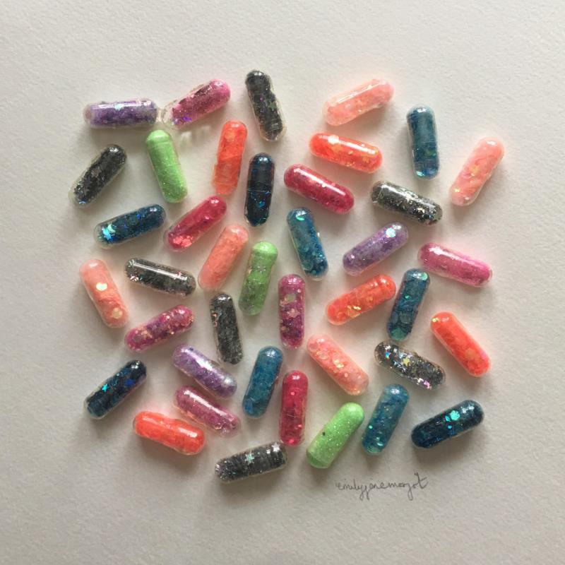 Painting happy pills 2 by Marjot Emily Jane  | Painting Abstract Subject matter Minimalist