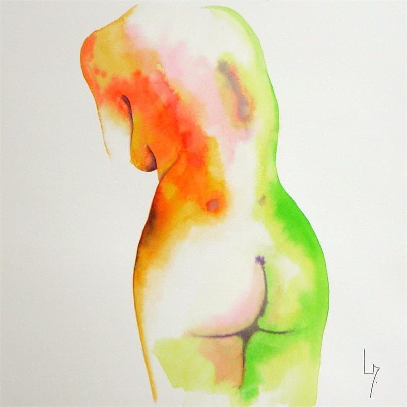 Painting NF124 by Loussouarn Michèle | Painting Figurative Nude Watercolor
