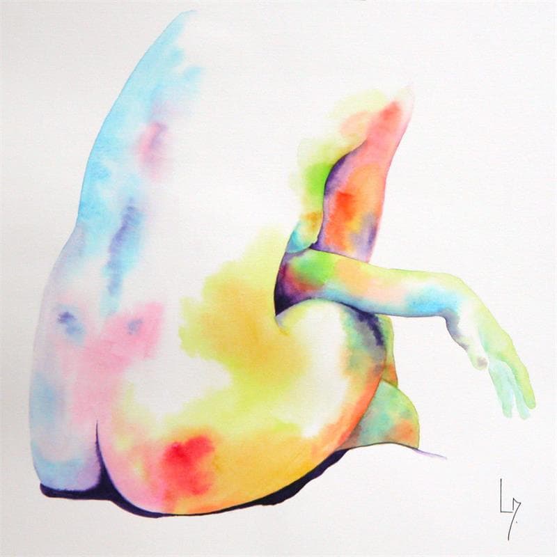 Painting NF126 by Loussouarn Michèle | Painting Figurative Nude Watercolor