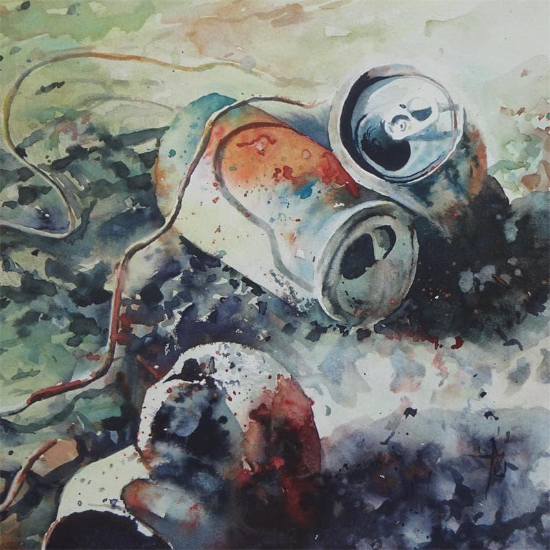 Painting Pas encore recyclées by Abbatucci Violaine | Painting Figurative Life style Watercolor