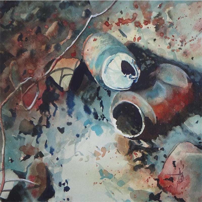 Painting Toujours trop de déchets by Abbatucci Violaine | Painting Figurative Urban Watercolor