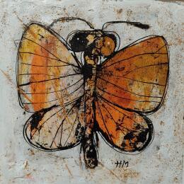 Peinture Orange Butterfly par Maury Hervé | Tableau Art naïf Animaux
